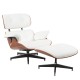 Πολυθρόνα Relax  MIREN Με Υποπόδιο Λευκό/Καφέ Ξύλο/PU 82x92x78cm
