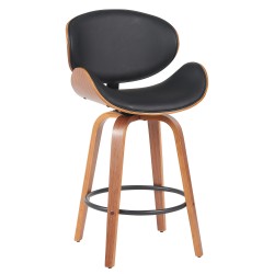 Σκαμπό Bar  LYRIAN Μαύρο/Καφέ Ξύλο/PU 52x55x107cm