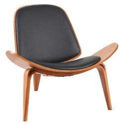 Πολυθρόνα  THALOR Μαύρο/Καφέ Ξύλο/PU 90x76.5x74.5cm