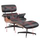 Πολυθρόνα Relax  MIREN Με Υποπόδιο Μαύρο/Καφέ Ξύλο/PU 82x92x78cm