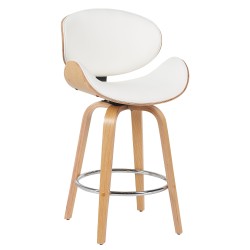 Σκαμπό Bar  LYRIAN Λευκό/Φυσικό Ξύλο/PU 52x55x107cm