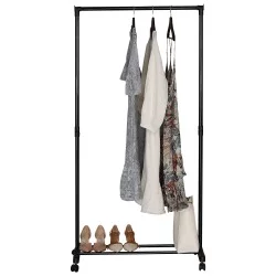 Κρεμάστρα Δαπέδου  SMITH Τροχήλατη Μαύρο Μέταλλο 74.5x41.5x157cm