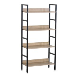 Ραφιέρα  TYNDALL Με 4 Ράφια 60X27.6X126cm Δρυς/Μαύρο Μοριοσανίδα/Μέταλλο