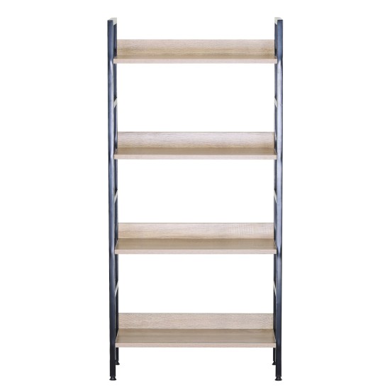 Ραφιέρα  TYNDALL Με 4 Ράφια 60X27.6X126cm Δρυς/Μαύρο Μοριοσανίδα/Μέταλλο
