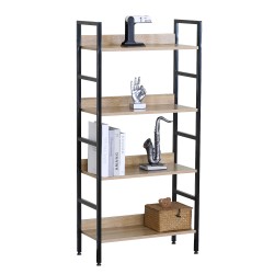 Ραφιέρα  TYNDALL Με 4 Ράφια 60X27.6X126cm Δρυς/Μαύρο Μοριοσανίδα/Μέταλλο