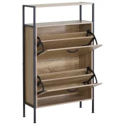 Παπουτσοθήκη  ALDERWYN Δρυς/Μαύρο Μοριοσανίδα/Μέταλλο 63x24x105cm