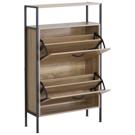 Παπουτσοθήκη  ALDERWYN Δρυς/Μαύρο Μοριοσανίδα/Μέταλλο 63x24x105cm