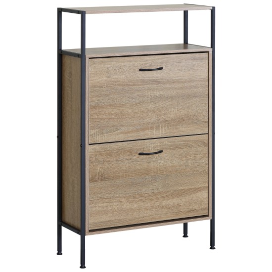 Παπουτσοθήκη  ALDERWYN Δρυς/Μαύρο Μοριοσανίδα/Μέταλλο 63x24x105cm