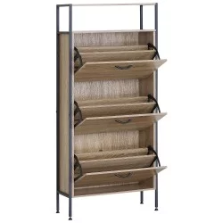 Παπουτσοθήκη  ALDERWYN Δρυς/Μαύρο Μοριοσανίδα/Μέταλλο 63x24x141cm