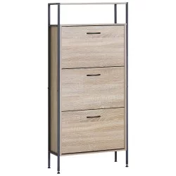 Παπουτσοθήκη  ALDERWYN Δρυς/Μαύρο Μοριοσανίδα/Μέταλλο 63x24x141cm