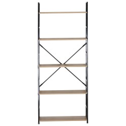 Ραφιέρα  DARROW Με 5 Ράφια Δρυς/Μαύρο Μοριοσανίδα/Μέταλλο 58.6x23.5x144cm