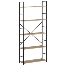 Ραφιέρα  DARROW Με 5 Ράφια Δρυς/Μαύρο Μοριοσανίδα/Μέταλλο 58.6x23.5x144cm