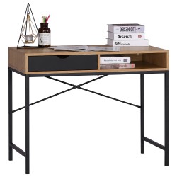 Γραφείο  FENWICK Δρυς/Μαύρο Μοριοσανίδα/Μέταλλο 98x48x76.3cm