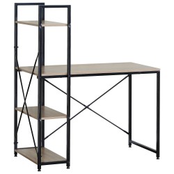 Γραφείο  JORVIK Με Ράφια Δρυς/Μαύρο Μοριοσανίδα/Μέταλλο 100x52x120cm