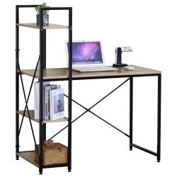 Γραφείο  JORVIK Με Ράφια Δρυς/Μαύρο Μοριοσανίδα/Μέταλλο 100x52x120cm