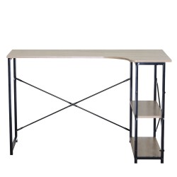 Γραφείο  KELSTON Με Ράφια Δρυς/Μαύρο Μοριοσανίδα/Μέταλλο 120x73x75cm