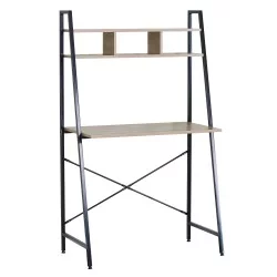 Γραφείο  LYNDALE Με Ράφια Δρυς/Μαύρο Μοριοσανίδα/Μέταλλο 84x46x142cm