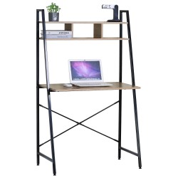 Γραφείο  LYNDALE Με Ράφια Δρυς/Μαύρο Μοριοσανίδα/Μέταλλο 84x46x142cm