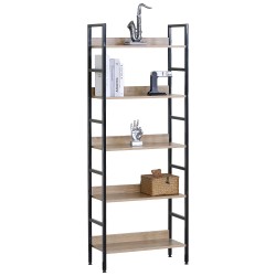 Ραφιέρα  MARWOOD Δρυς/Μαύρο Μοριοσανίδα/Μέταλλο 60x27.6x160cm