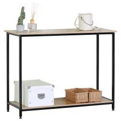 Κονσόλα  QUENLEY Δρυς/Μαύρο Μοριοσανίδα/Μέταλλο 106x35x81cm