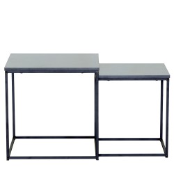 Τραπεζάκι Σαλονιού  SOMERTON Μαύρο Μάρμαρο Μοριοσανίδα/Μέταλλο 40x40x50/35x35x45cm Σετ 2Τμχ