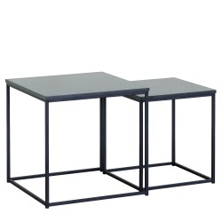 Τραπεζάκι Σαλονιού  SOMERTON Μαύρο Μάρμαρο Μοριοσανίδα/Μέταλλο 40x40x50/35x35x45cm Σετ 2Τμχ
