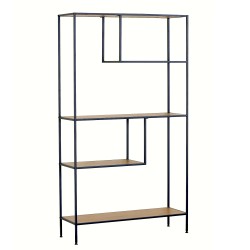 Βιβλιοθήκη  YARWOOD Δρυς/Μαύρο Μοριοσανίδα/Μέταλλο 100x33x178cm