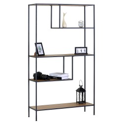 Βιβλιοθήκη  YARWOOD Δρυς/Μαύρο Μοριοσανίδα/Μέταλλο 100x33x178cm