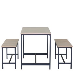 Σετ Τραπεζαρία (2+1)  CARRISTON Δρυς/Μαύρο Μοριοσανίδα/Μέταλλο 110x60x75cm