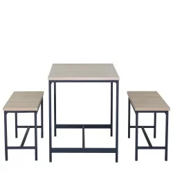 Σετ Τραπεζαρία (2+1)  CARRISTON Δρυς/Μαύρο Μοριοσανίδα/Μέταλλο 110x60x75cm