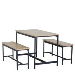Σετ Τραπεζαρία (2+1)  CARRISTON Δρυς/Μαύρο Μοριοσανίδα/Μέταλλο 110x60x75cm