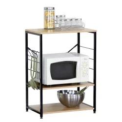 Ραφιέρα Κουζίνας  FAIRWYN Δρυς/Μαύρο Μοριοσανίδα/Μέταλλο 60x40x82cm