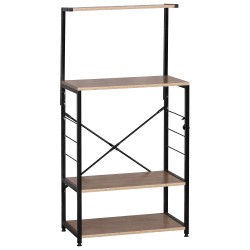 Ραφιέρα Κουζίνας  GRANTHAM Δρυς/Μαύρο Μοριοσανίδα/Μέταλλο 60x40x123cm