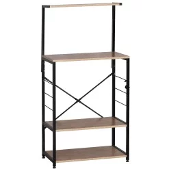 Ραφιέρα Κουζίνας  GRANTHAM Δρυς/Μαύρο Μοριοσανίδα/Μέταλλο 60x40x123cm