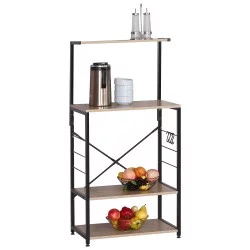 Ραφιέρα Κουζίνας  GRANTHAM Δρυς/Μαύρο Μοριοσανίδα/Μέταλλο 60x40x123cm