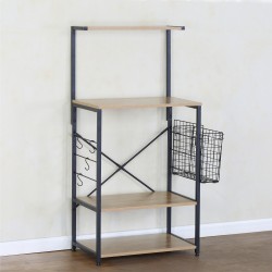 Ραφιέρα Κουζίνας  GRANTHAM Δρυς/Μαύρο Μοριοσανίδα/Μέταλλο 60x40x123cm