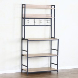 Ραφιέρα Κουζίνας  INVERMERE Δρυς/Μαύρο Μοριοσανίδα/Μέταλλο 80x40x170cm