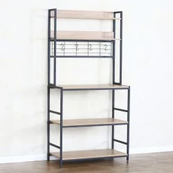 Ραφιέρα Κουζίνας  INVERMERE Δρυς/Μαύρο Μοριοσανίδα/Μέταλλο 80x40x170cm