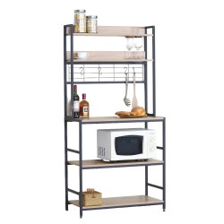 Ραφιέρα Κουζίνας  INVERMERE Δρυς/Μαύρο Μοριοσανίδα/Μέταλλο 80x40x170cm