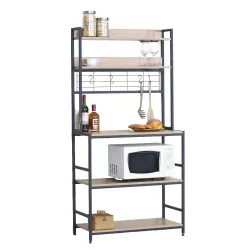 Ραφιέρα Κουζίνας  INVERMERE Δρυς/Μαύρο Μοριοσανίδα/Μέταλλο 80x40x170cm