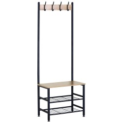 Έπιπλο Εισόδου  LANGWOOD Δρυς/Μαύρο Μοριοσανίδα/Μέταλλο 60x40x175cm