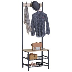 Έπιπλο Εισόδου  LANGWOOD Δρυς/Μαύρο Μοριοσανίδα/Μέταλλο 60x40x175cm