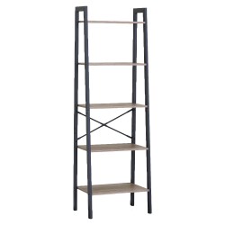 Ραφιέρα  TARNOX Με 5 Ράφια Δρυς/Μαύρο MDF/Μέταλλο 56x37.8x172.2cm
