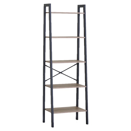 Ραφιέρα  TARNOX Με 5 Ράφια Δρυς/Μαύρο MDF/Μέταλλο 56x37.8x172.2cm