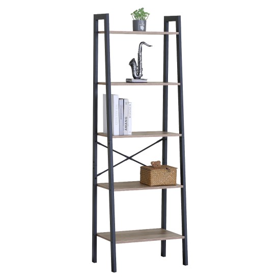 Ραφιέρα  TARNOX Με 5 Ράφια Δρυς/Μαύρο MDF/Μέταλλο 56x37.8x172.2cm