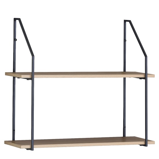 Ραφιέρα Τοίχου  OLVAN Δρυς/Μαύρο MDF/Μέταλλο 65x20x52cm