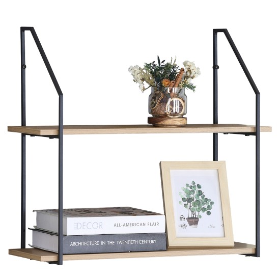 Ραφιέρα Τοίχου  OLVAN Δρυς/Μαύρο MDF/Μέταλλο 65x20x52cm
