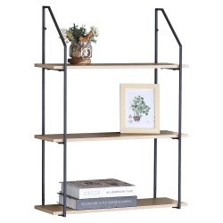 Ραφιέρα Τοίχου  OLVAN Δρυς/Μαύρο MDF/Μέταλλο 65x20x80cm