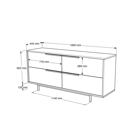 Μπουφές  CARTMEL Φυσικό Μοριοσανίδα/Μέταλλο 44.5x160x74.3cm