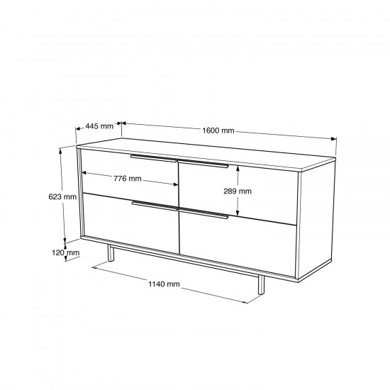 Μπουφές CARTMEL Λευκό Μοριοσανίδα/Μέταλλο 44.5x160x74.3cm Μπουφές CARTMEL Λευκό Μοριοσανίδα/Μέταλλο 44.5x160x74.3cm